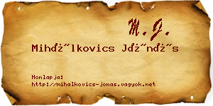 Mihálkovics Jónás névjegykártya